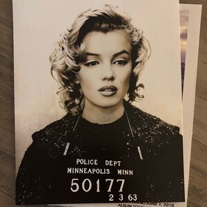 Vintage Black and White Celebrity Mugshot Poster Marilyn Monroe!